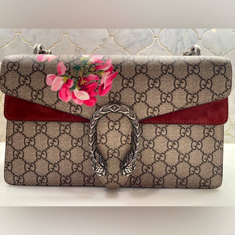 Gucci Dionysus GG Supreme Blooms Medium Shoulder Chainstrap Bag